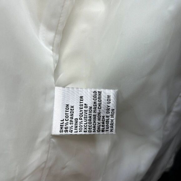 Talbots Off White Navy Style Blazer Jacket Womens Button Up Blue Trim NWOT - Picture 9 of 9